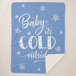 Baby Het is koud buiten blauw Sherpa Deken
