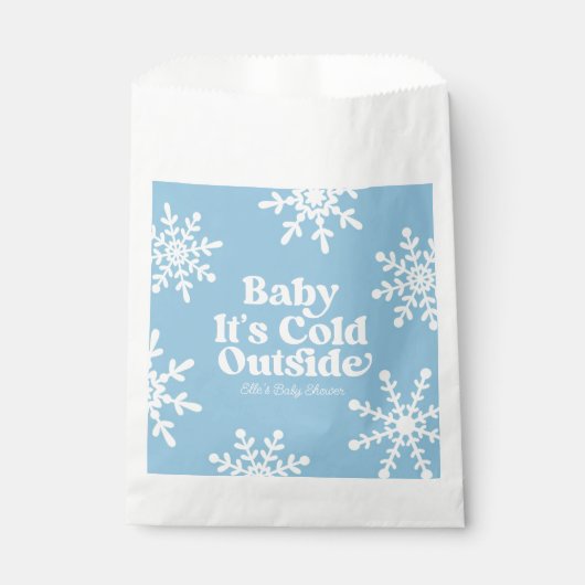 Baby Het is koud buiten blauw sneeuwvlok Baby show Bedankzakje (Voorkant)