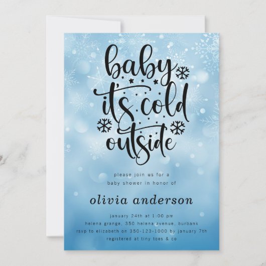 Baby Het is koud buiten blauw sneeuwvlok Baby show Kaart (Voorkant)