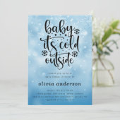 Baby Het is koud buiten blauw sneeuwvlok Baby show Kaart (Staand voorkant)