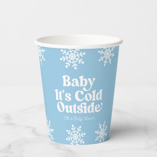 Baby Het is koud buiten blauw sneeuwvlok Baby show Papieren Bekers (Achterkant)