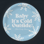Baby Het is koud buiten blauw sneeuwvlok Baby show Papieren Bordje<br><div class="desc">Dit is een Baby Het is Koud Buiten Blauw Sneeuwvlok Baby shower Papier Borden!</div>