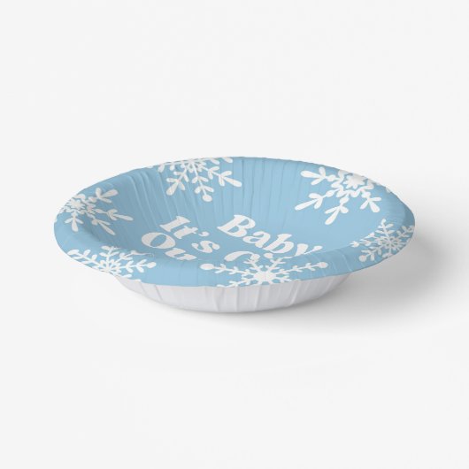 Baby Het is koud buiten blauw sneeuwvlok Baby show Papieren Kommen (Gebogen)