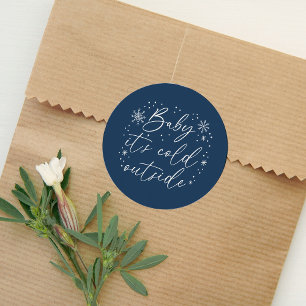 Baby Het is koud buiten blauw sneeuwvlok Baby show Ronde Sticker