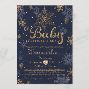 Baby Het is koud buiten, blauwe jongen Shower Invi Kaart