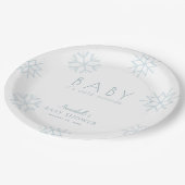 Baby Het is Koud Buiten Blauwe Snowflakes Baby sho Papieren Bordje (Gekanteld)