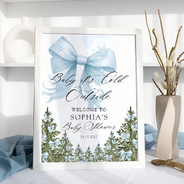 Baby het is koud buiten Blauwe strik Baby Shower W Poster