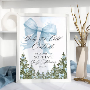 Baby het is koud buiten Blauwe strik Baby Shower W Poster