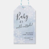 Baby Het is koud buiten Blue Baby shower gunst Cadeaulabel (Voorkant)