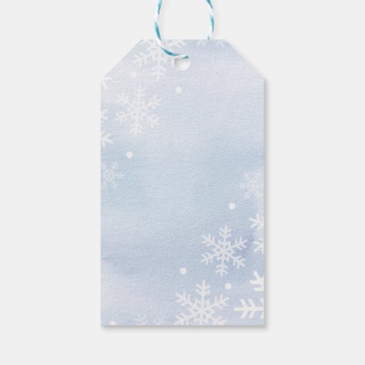 Baby Het is koud buiten Blue Baby shower gunst Cadeaulabel (Achterkant)