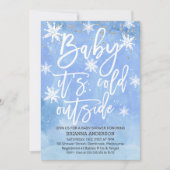 Baby Het is koud buiten Blue baby shower Invitatio Kaart (Voorkant)
