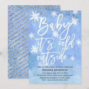 Baby Het is koud buiten Blue baby shower Invitatio Kaart