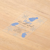 Baby Het is koud buiten Blue Beanie Boy Baby showe Acryl Uitnodigingen (Laagn)