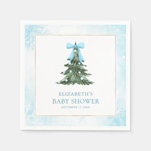 Baby Het is koud buiten Blue Bow Baby shower Servet (Voorkant)