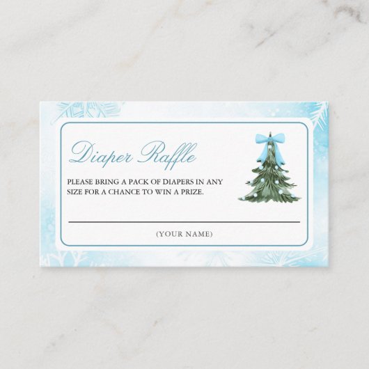 Baby Het is koud buiten Blue Bow Luier Raffle Informatiekaartje (Voorkant)
