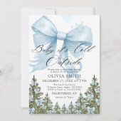 Baby Het is koud buiten Blue Bow Winter Baby showe Kaart (Voorkant)
