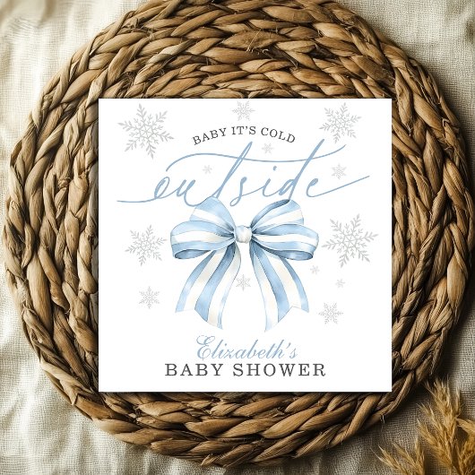 Baby Het is koud buiten Blue Bow Winter Baby showe Servet