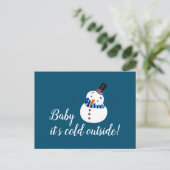 Baby Het is koud buiten, Blue Snowman Briefkaart (Staand voorkant)