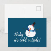 Baby Het is koud buiten, Blue Snowman Briefkaart (Voorkant / Achterkant)