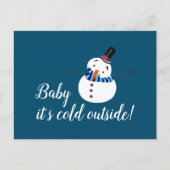 Baby Het is koud buiten, Blue Snowman Briefkaart (Voorkant)