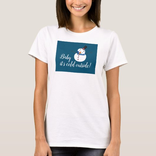 Baby Het is koud buiten, Blue Snowman T-shirt (Voorkant)