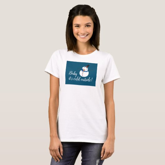 Baby Het is koud buiten, Blue Snowman T-shirt (Voorkant volledig)