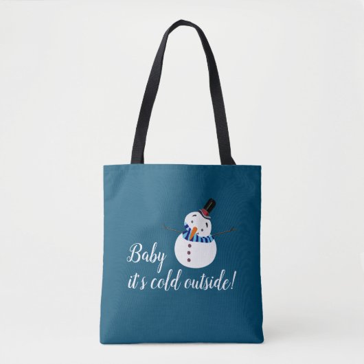 Baby Het is koud buiten, Blue Snowman Tote Bag (Voorkant)