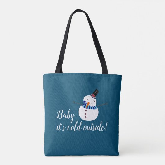 Baby Het is koud buiten, Blue Snowman Tote Bag (Achterkant)