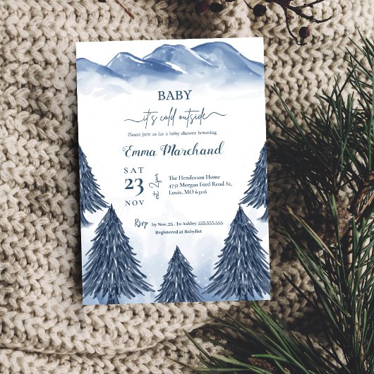 Baby het is koud buiten Blue Winter baby shower Kaart