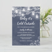 Baby het is koud buiten Blue Winter Baby shower Kaart (Staand voorkant)