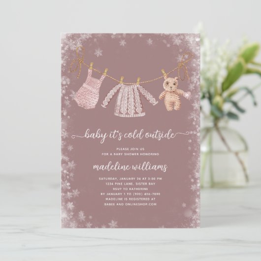 Baby Het is koud buiten Boho Girl Baby shower Kaart (Staand voorkant)