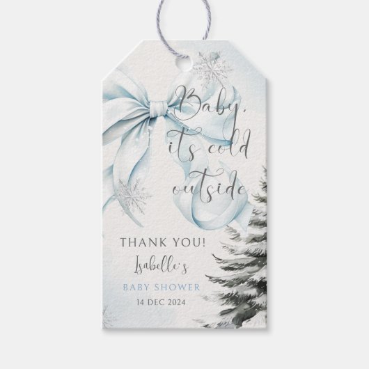 Baby het is koud Buiten Bow Baby shower Cadeaulabel (Voorkant)