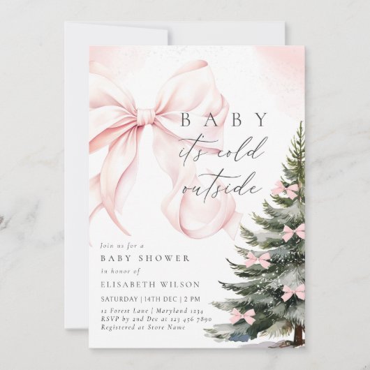 Baby Het is koud buiten Bow Baby shower Kaart (Voorkant)