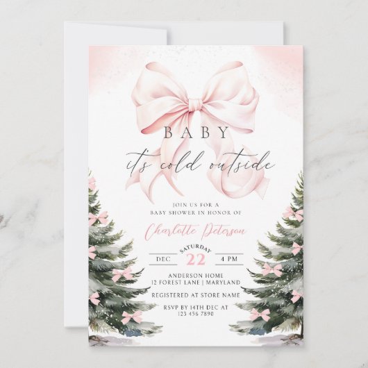 Baby Het is koud buiten Bow Baby shower Kaart (Voorkant)