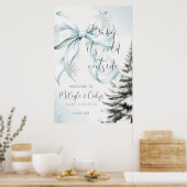 Baby het is koud Buiten Bow Baby shower Welkom Poster (Keuken)