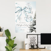 Baby het is koud Buiten Bow Baby shower Welkom Poster (Thuiskantoor)