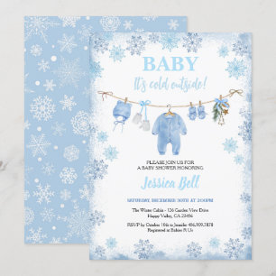 Baby Het is koud buiten Boy Baby shower Blue Winte Kaart