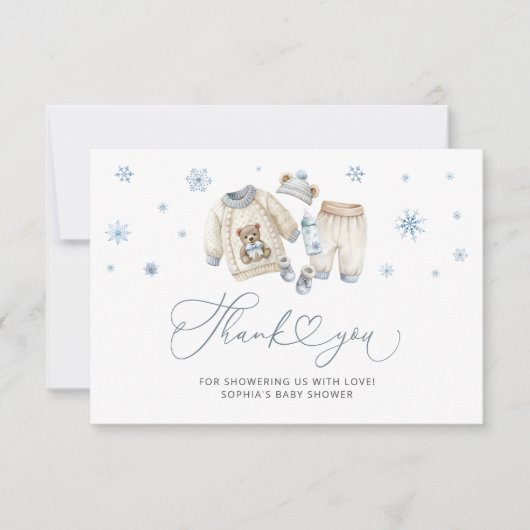 Baby Het is koud buiten Boy Baby shower Dank u Kaart (Voorkant)