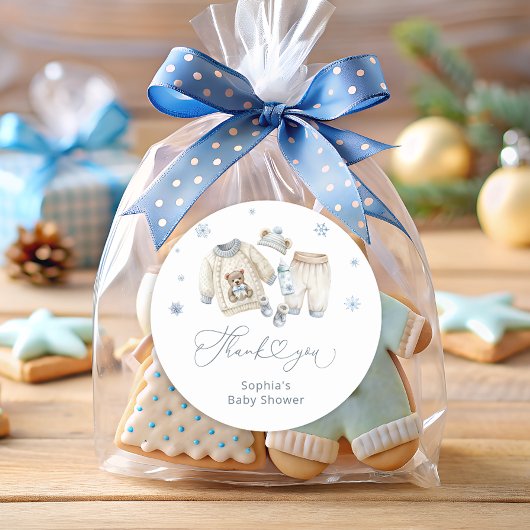 Baby Het is koud buiten Boy Baby shower Dank u Ronde Sticker