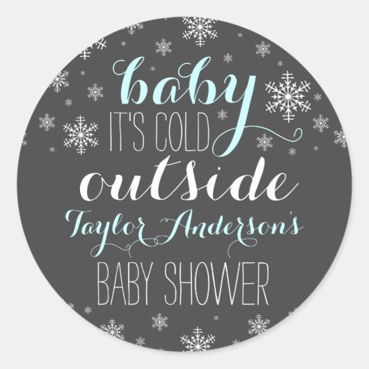 Baby het is koud buiten - Boy Baby shower Sticker (Voorkant)