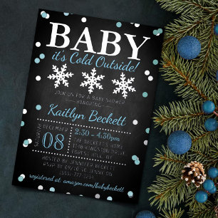 Baby Het is koud buiten Boys Winter Baby shower Folie Uitnodiging