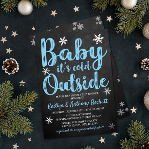 Baby Het is koud buiten Boys Winter Baby shower Folie Uitnodiging