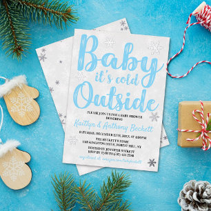 Baby Het is koud buiten Boys Winter Baby shower Folie Uitnodiging