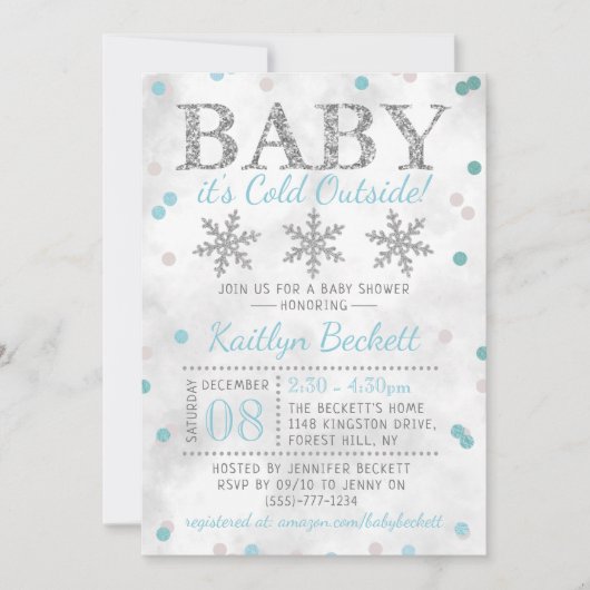 Baby Het is koud buiten Boys Winter Baby shower Kaart (Voorkant)