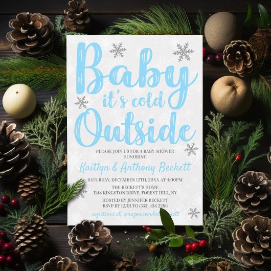 Baby Het is koud buiten Boys Winter Baby shower Kaart