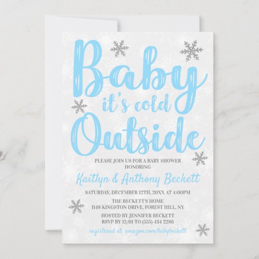 Baby Het is koud buiten Boys Winter Baby shower Kaart (Voorkant)