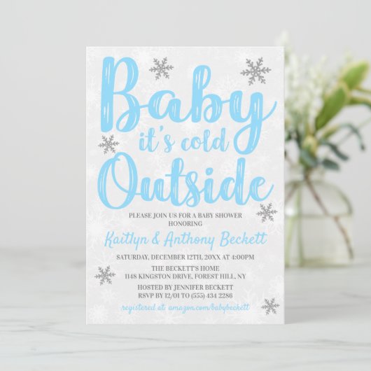 Baby Het is koud buiten Boys Winter Baby shower Kaart (Staand voorkant)