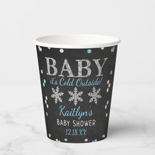 Baby Het is koud buiten Boys Winter Baby shower Papieren Bekers (Voorkant)