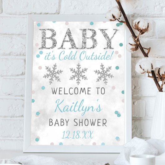 Baby Het is koud buiten Boys Winter Baby shower Poster