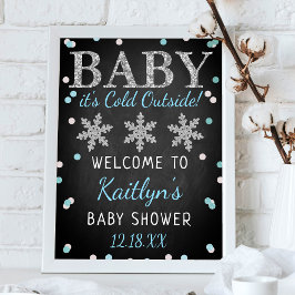 Baby Het is koud buiten Boys Winter Baby shower Poster
